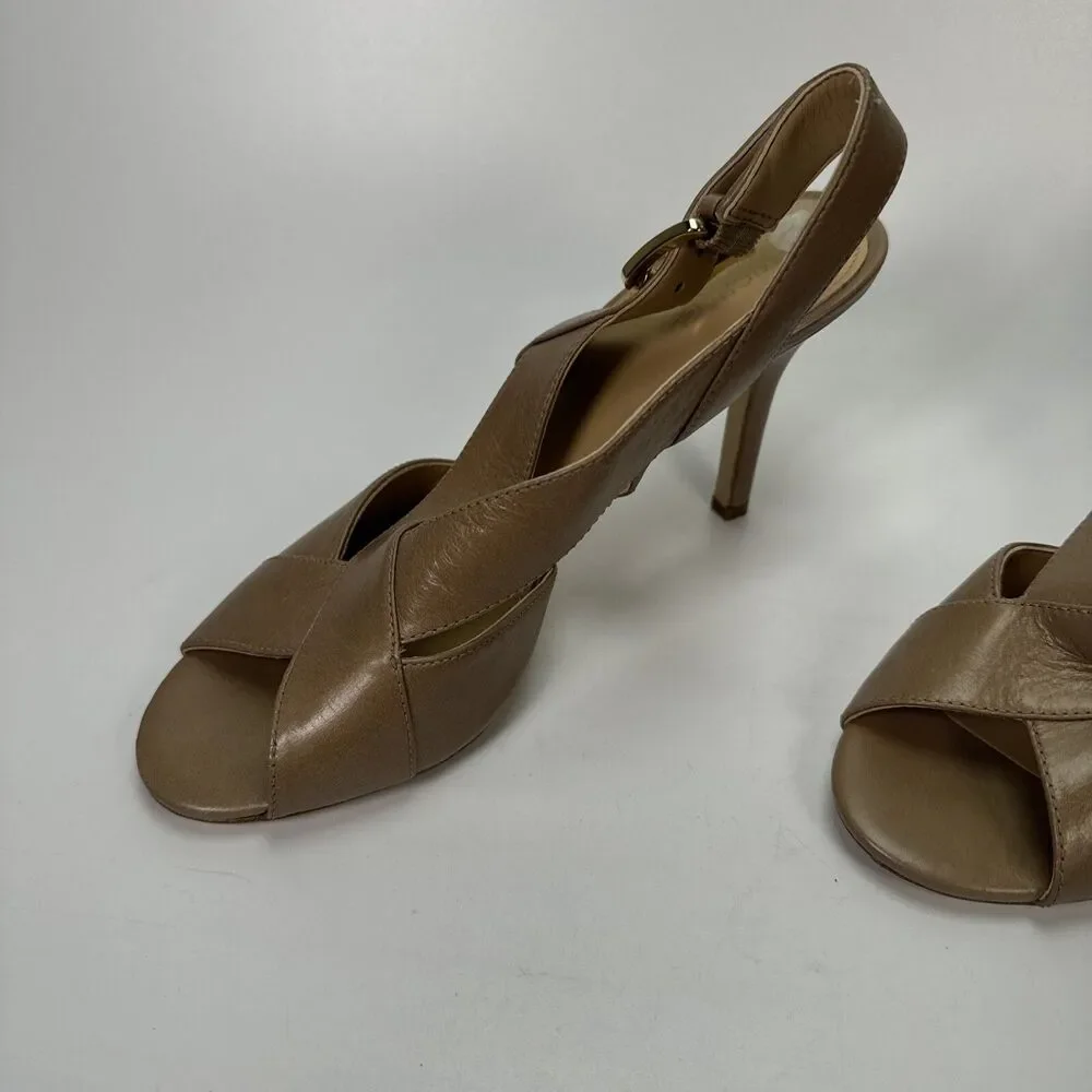 Michael Kors Dress HEELS,  Slingback, Becky Sandal Beige Tan Size 8.5